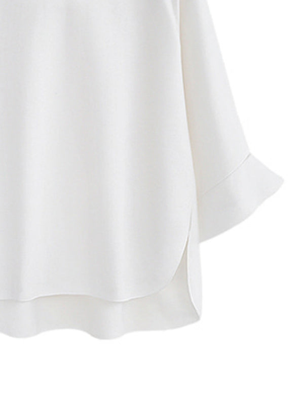 Solid Color Flared Sleeve Top