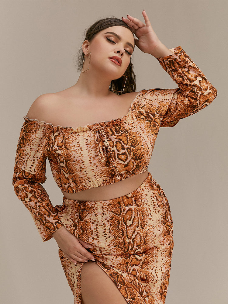 Snake Print Off Shoulder Blouse