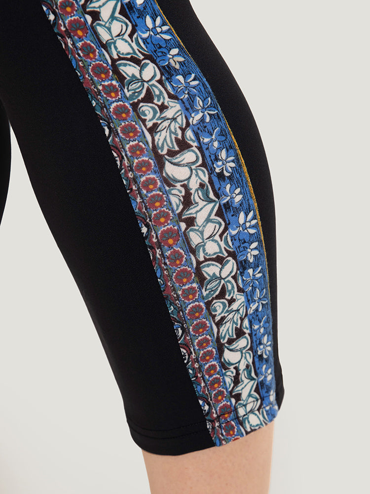 Bandana Print Patchwork Pocket Pants