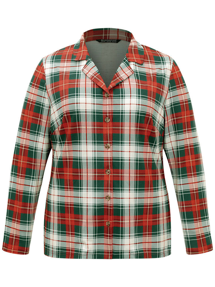 Snuggly Plaid Button Up Sleep Top
