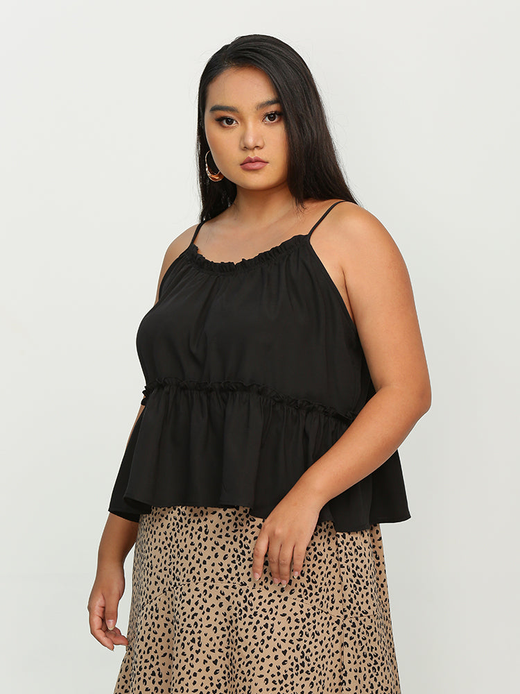 Frill Trim Ruffle Hem Top