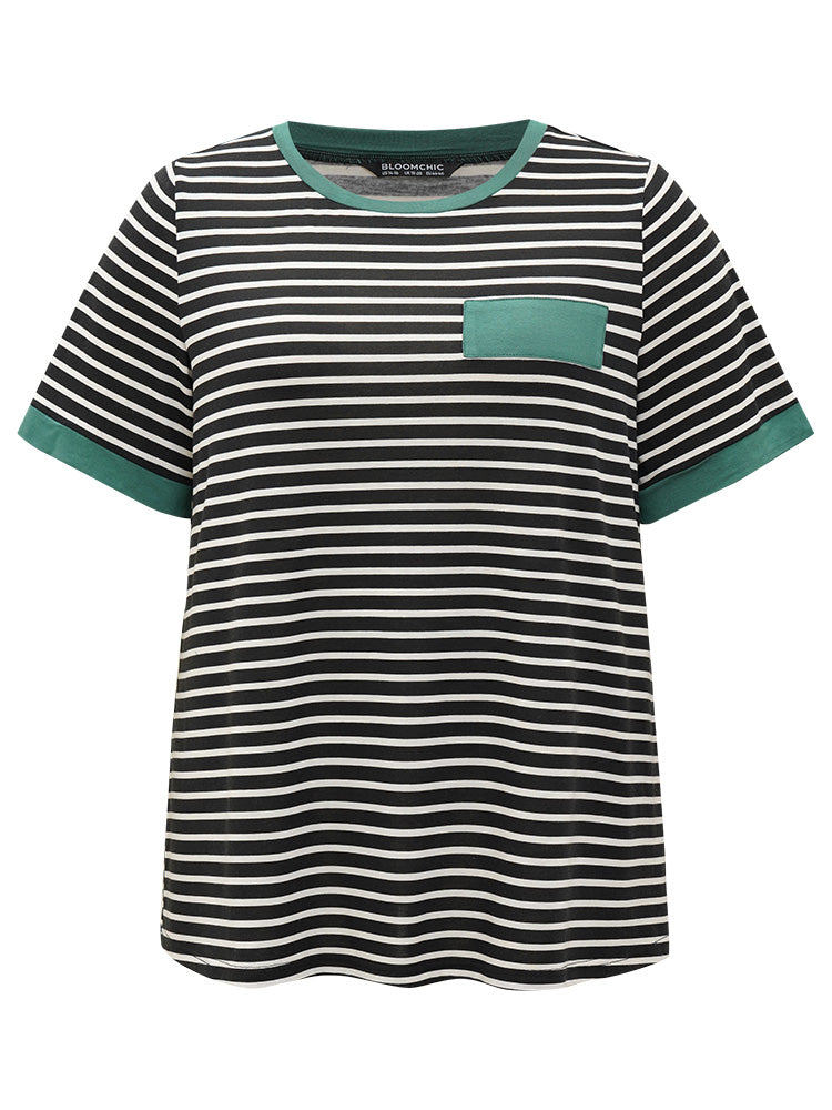 Striped Contrast Patchwork T-shirt