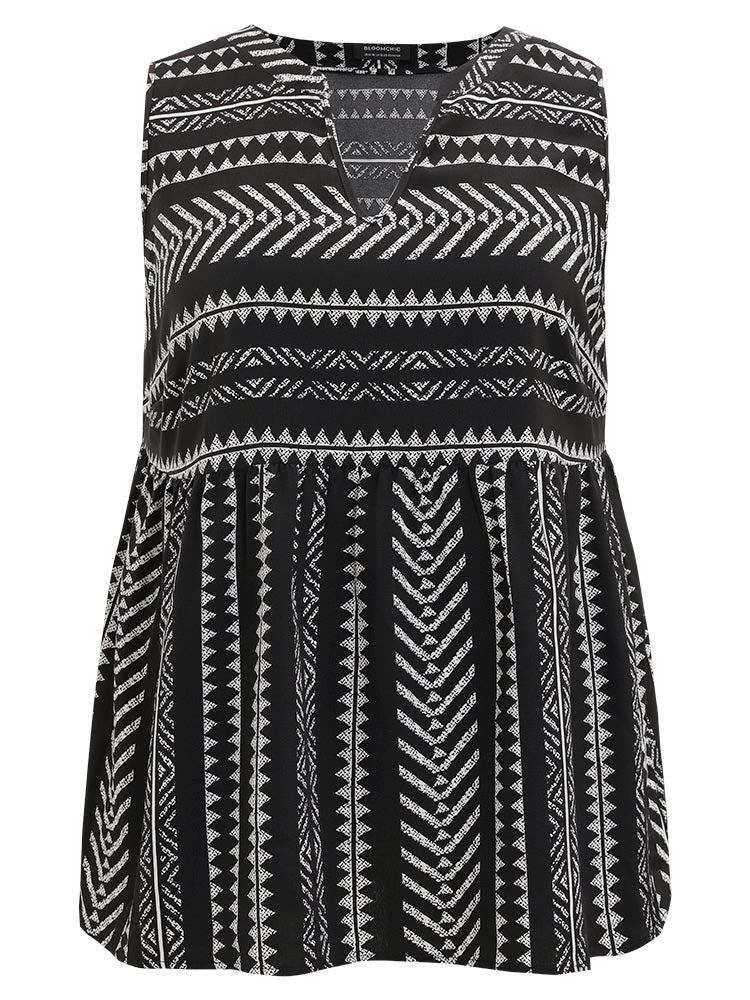 Bandana Print Notched Elastic Waist Tank Top