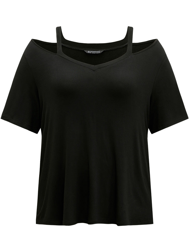 Supersoft Essentials Plain Hollow Out Short Sleeve T-shirt