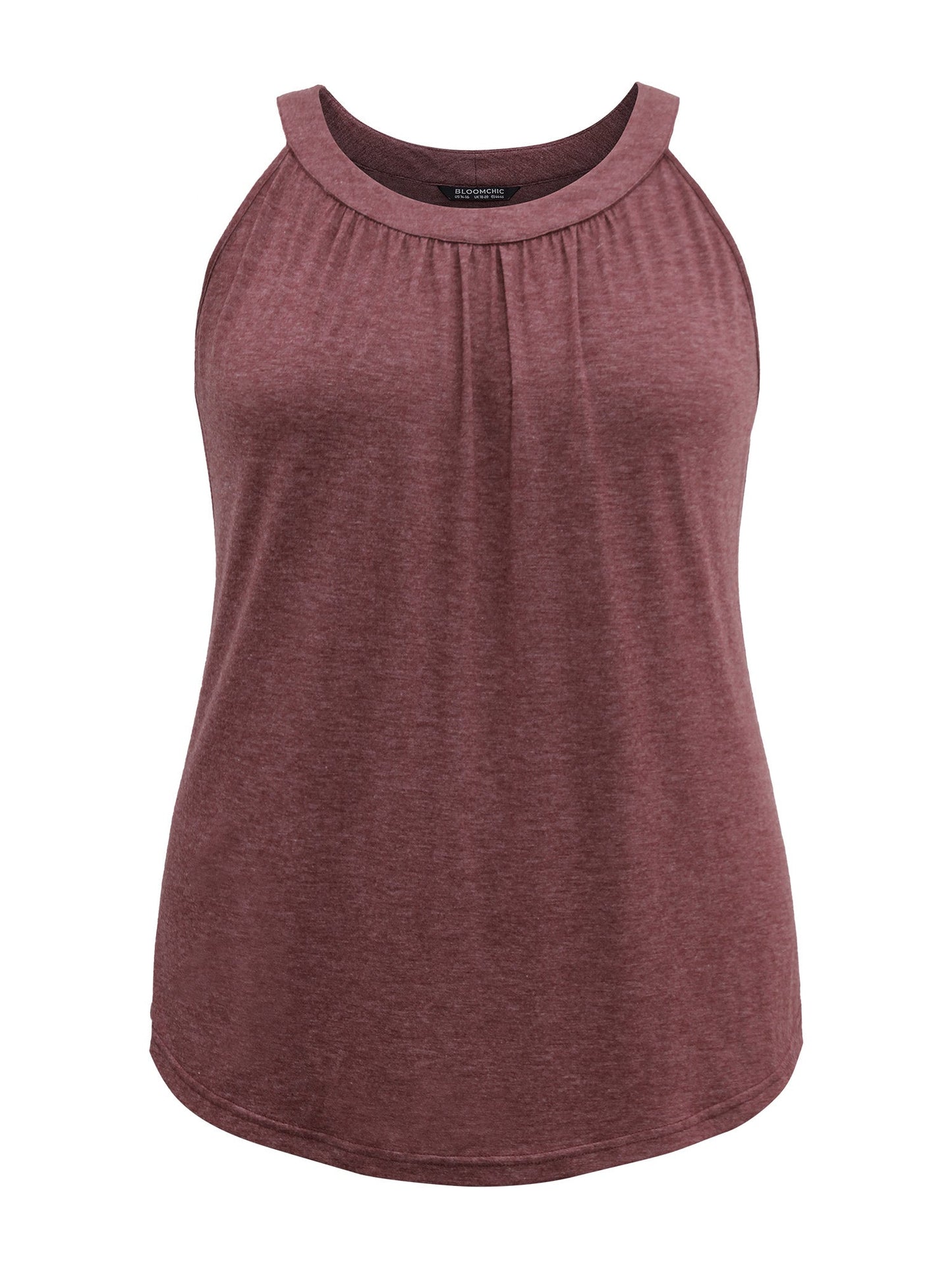 Solid Round Neck Gathered Tank Top