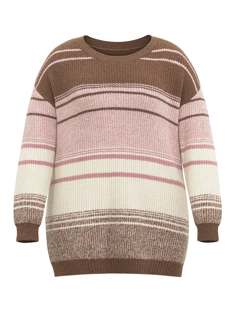 Drop Shoulder Heather Colorblock Elastic Cuffs Pullover