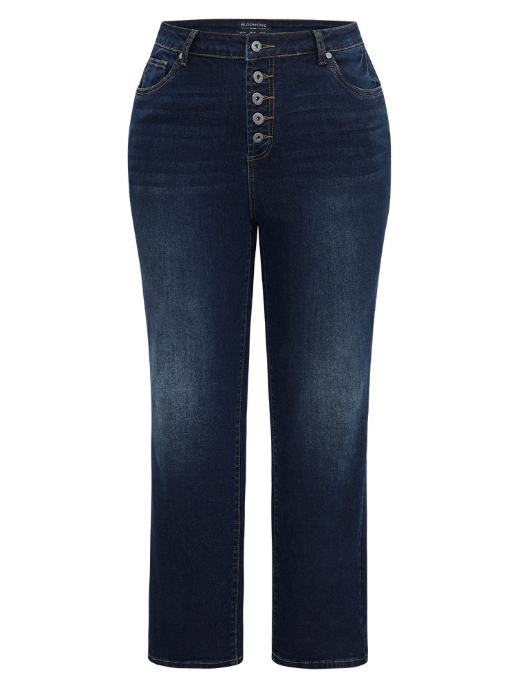 Straight Leg Button Fly Pocket Jeans