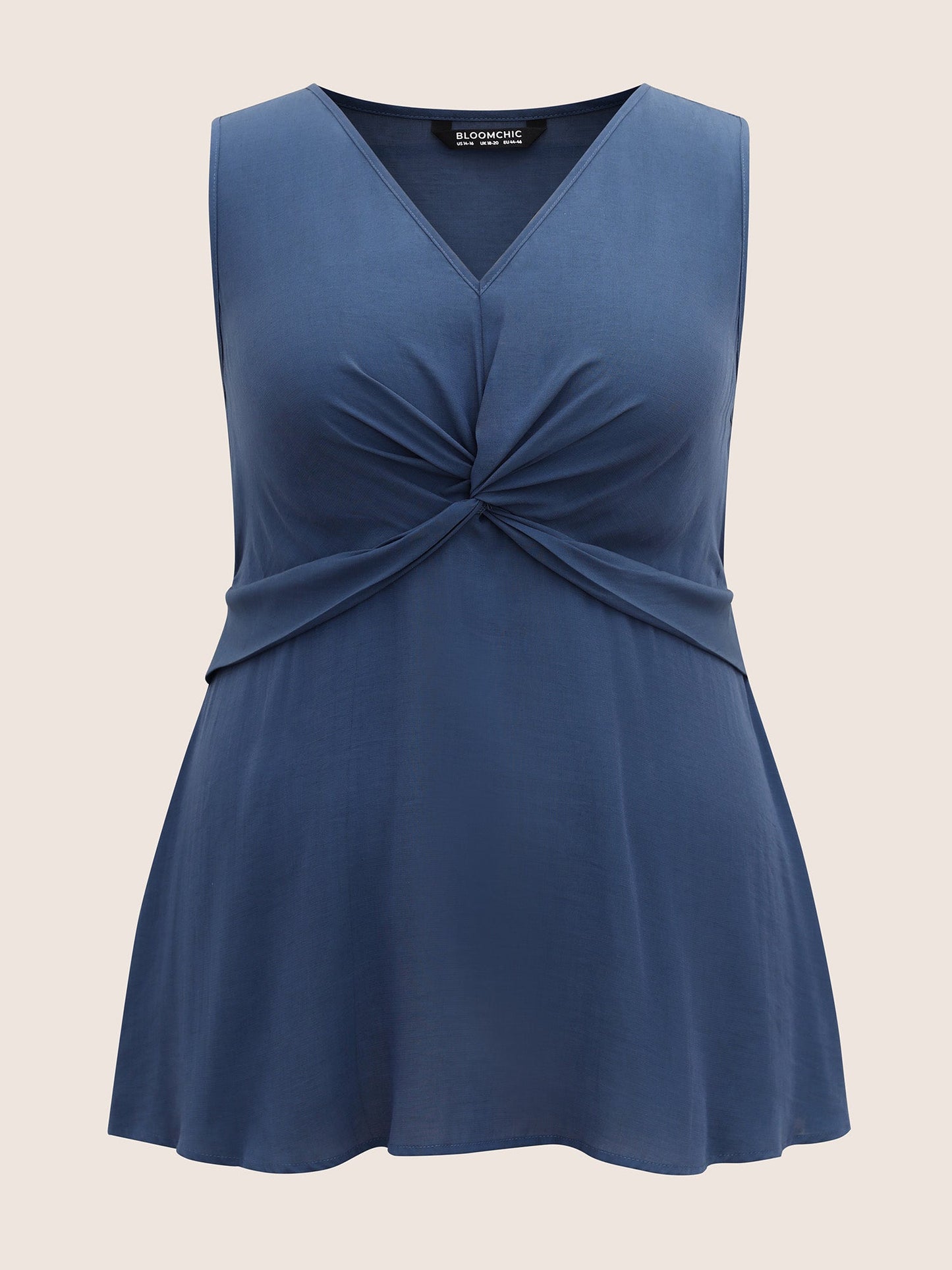 Solid Twist Front Elastic Wais Tank Top