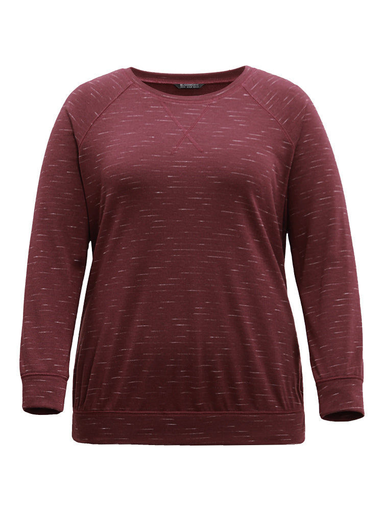 Plain Stitch Raglan Sleeve Round Neck Sweatshirt