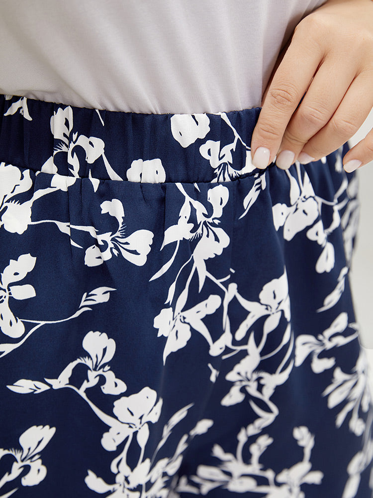 Floral Print Pocket Loose Pants