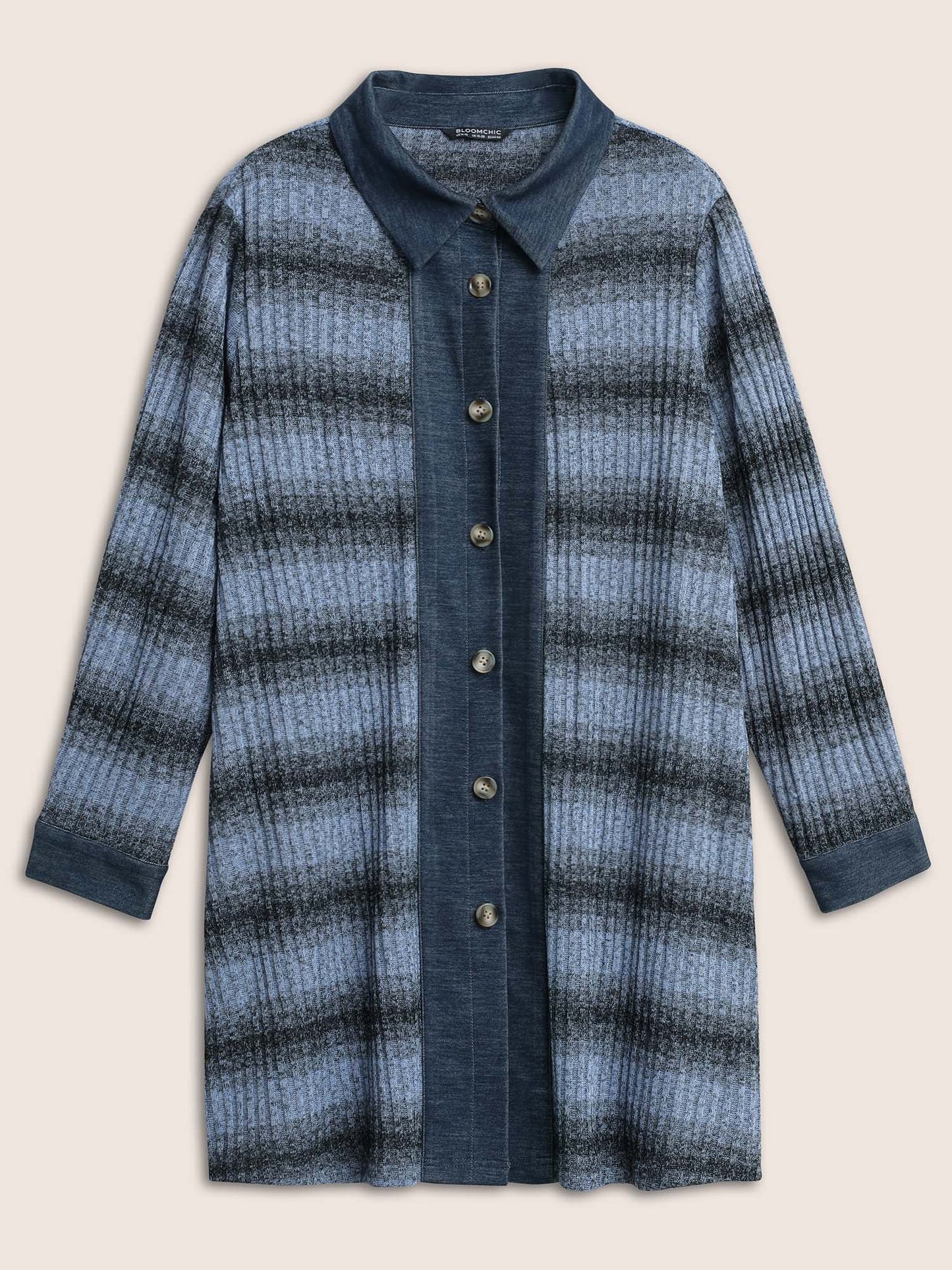 Denim Patchwork Contrast Striped Heather Jacket