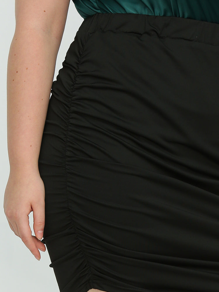 Ruched Irregular Hem Skirt