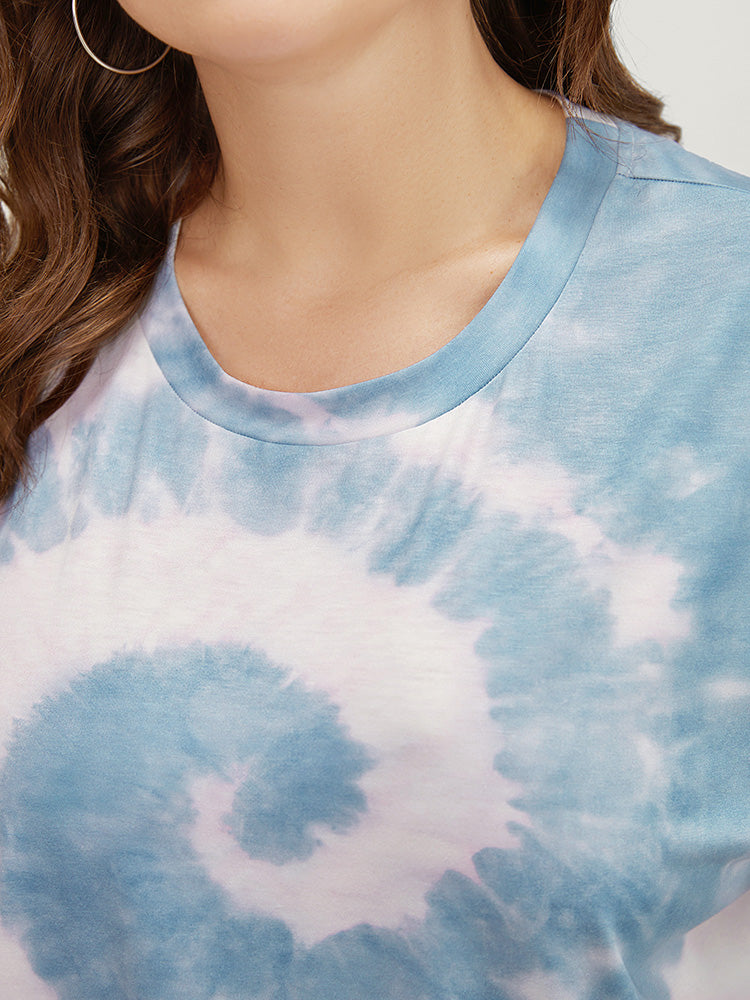 Tie Dye & Letter Print Short T-shirt