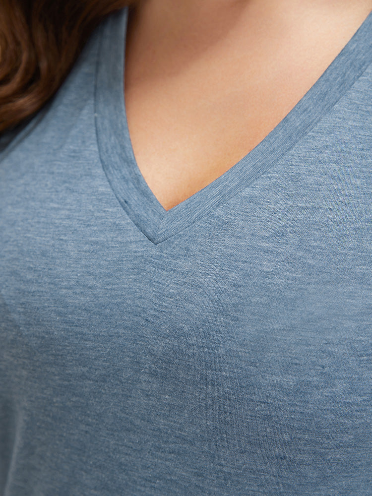 Plain Contrast Lace Bell Sleeve T-shirt