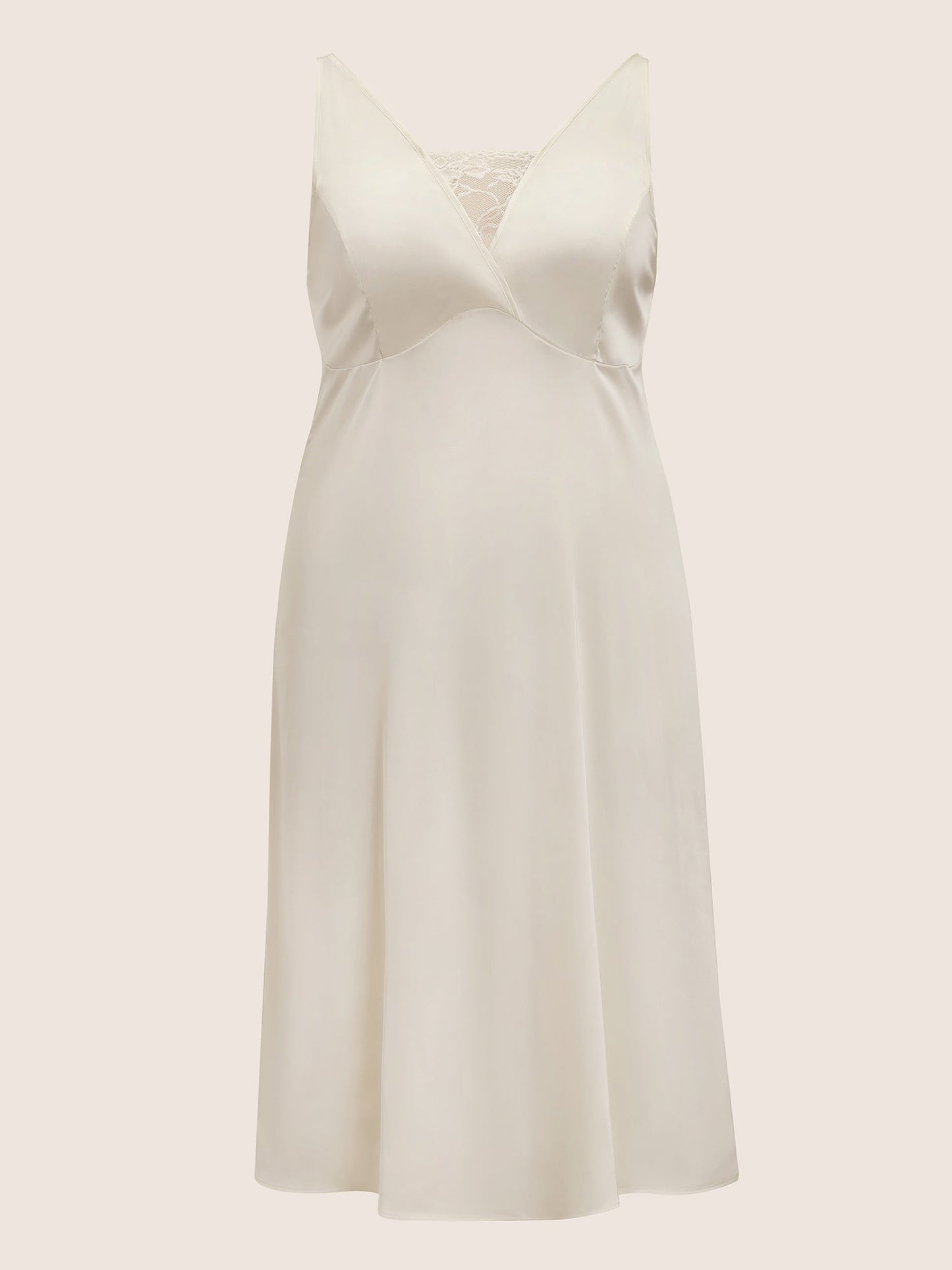 Plain Lace Patchwork Satin Sleep Dress