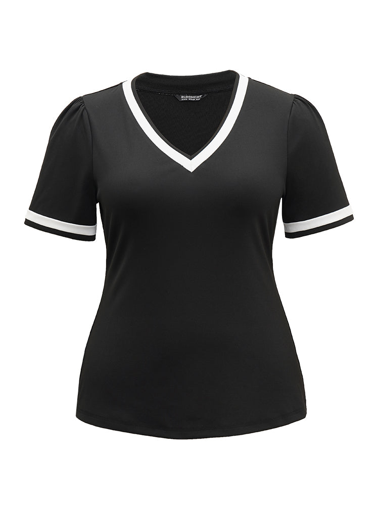 Halloween Contrast Trim V Neck Blouse