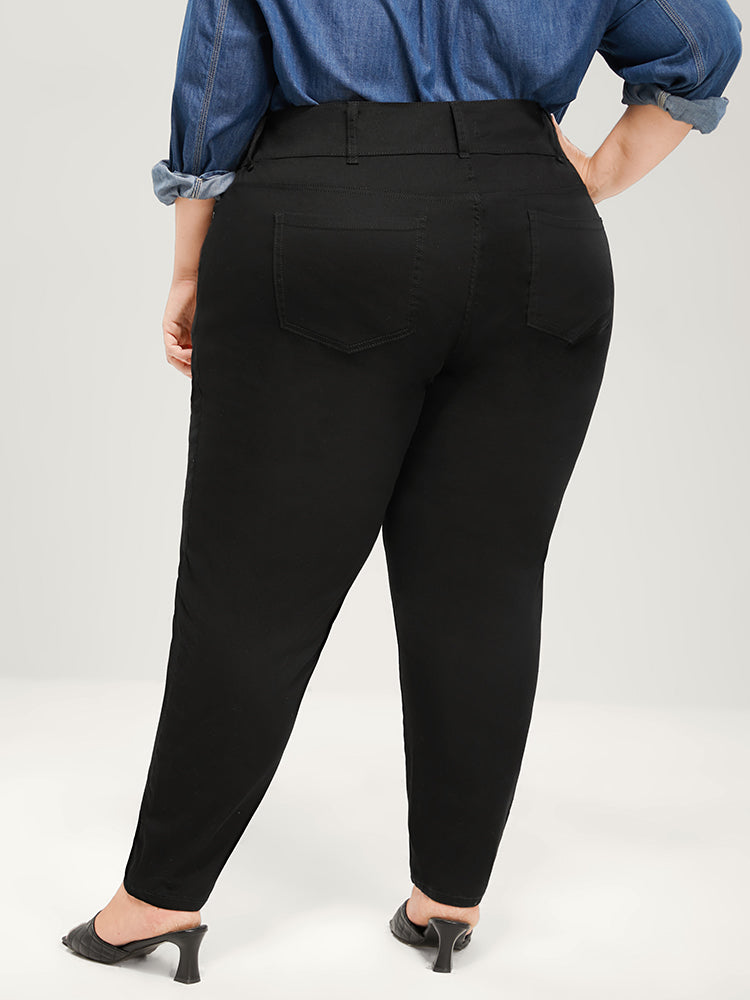 Skinny Very Stretchy High Rise Black Wash Sculpt Waist Pocket Jeans