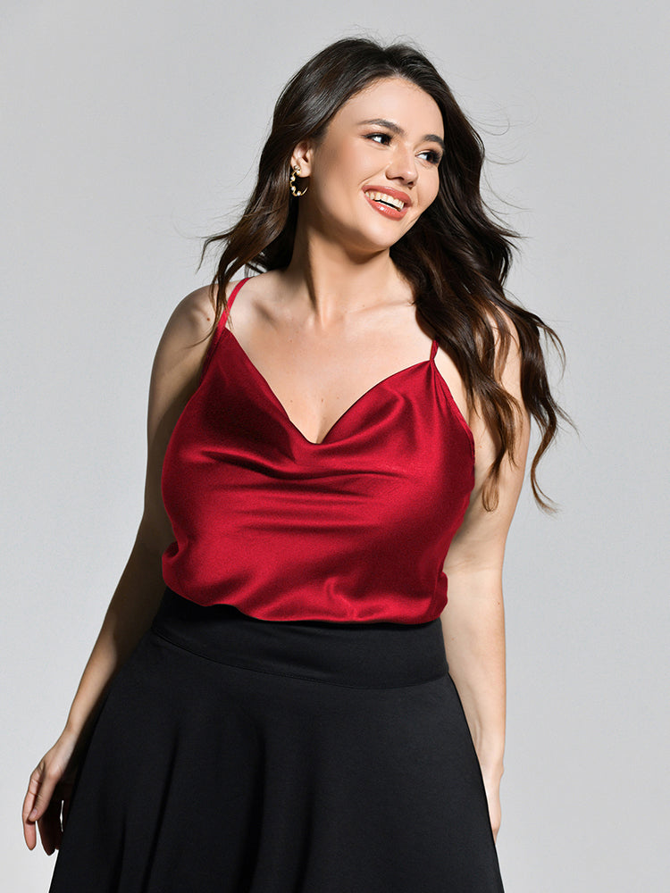 Red Chiffon Backless Cami Tank Top