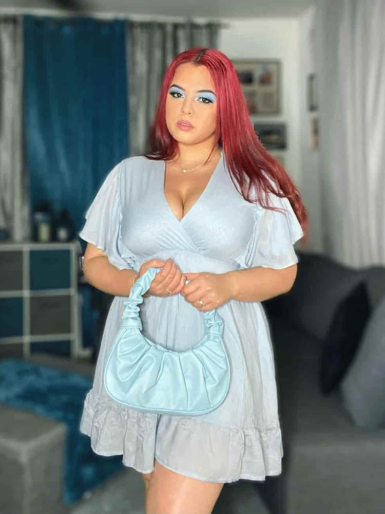 Butterfly Sleeve Flounce Dress