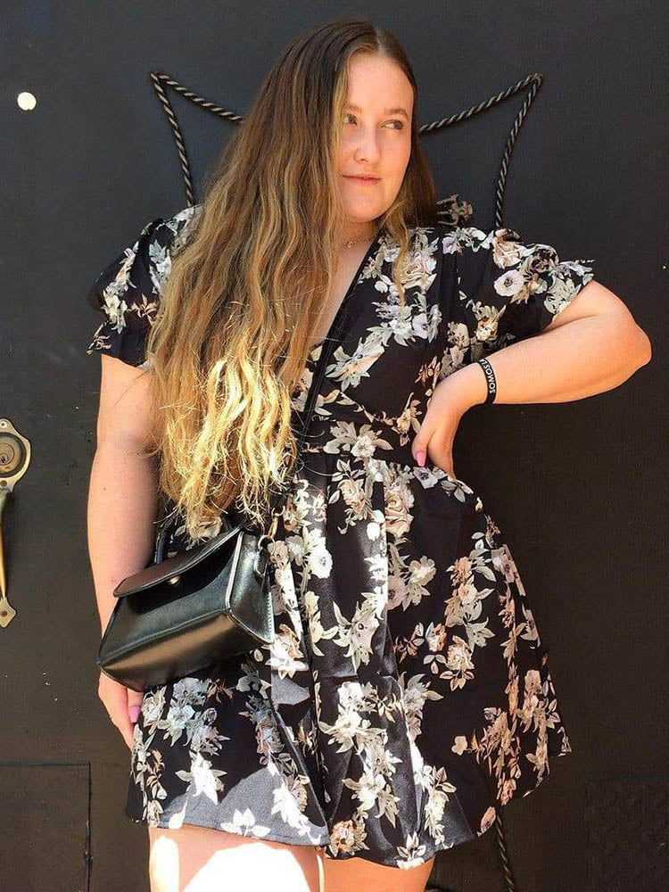 Bloom Dress - Surplice Neck Floral Dress