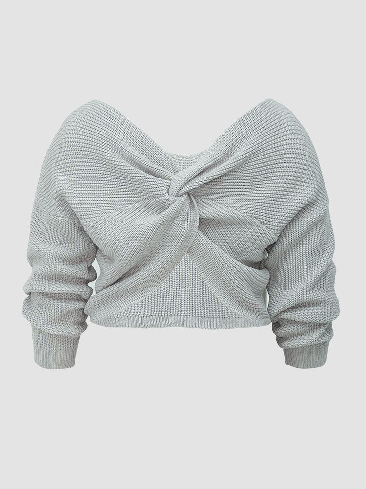 Knotted Sexy V-neck Sweater