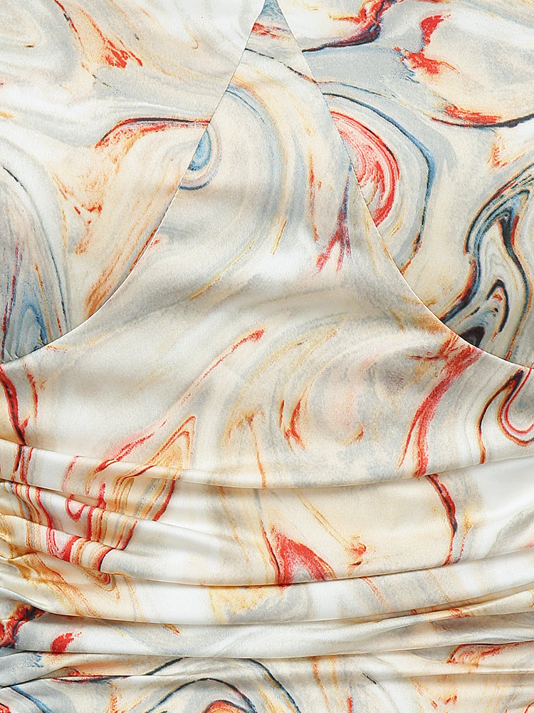 Tie Dye Twisted Painting Ruched Top