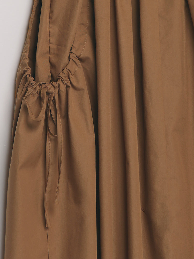 Frill Trim Shirred Back Dress