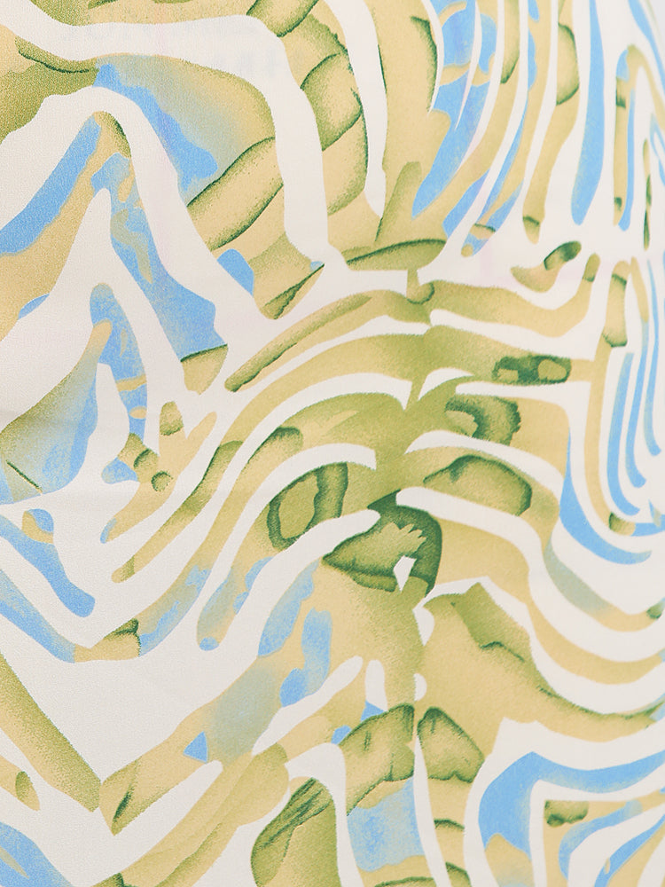 Abstrct Striped Cowl Neck Dress