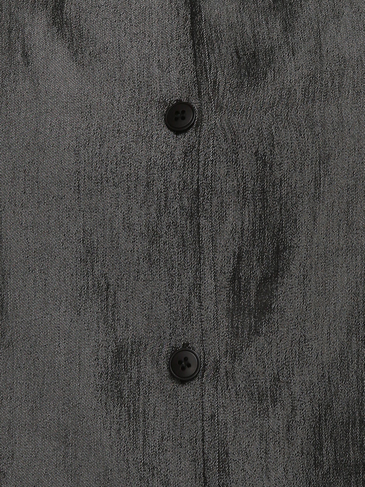 Button Puff Sleeve Square Neck Blouse