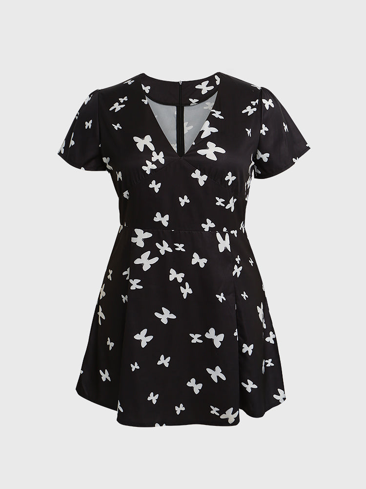 Butterfly Ruffle Hem Dress