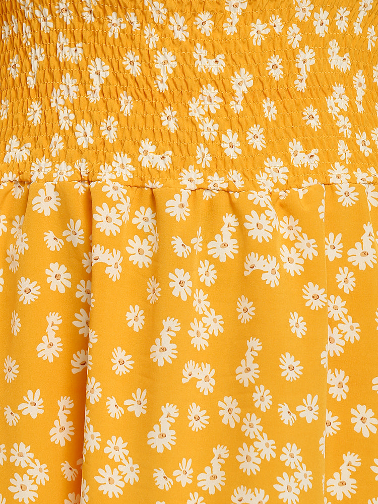 Puff Sleeve Ditsy Floral Dress