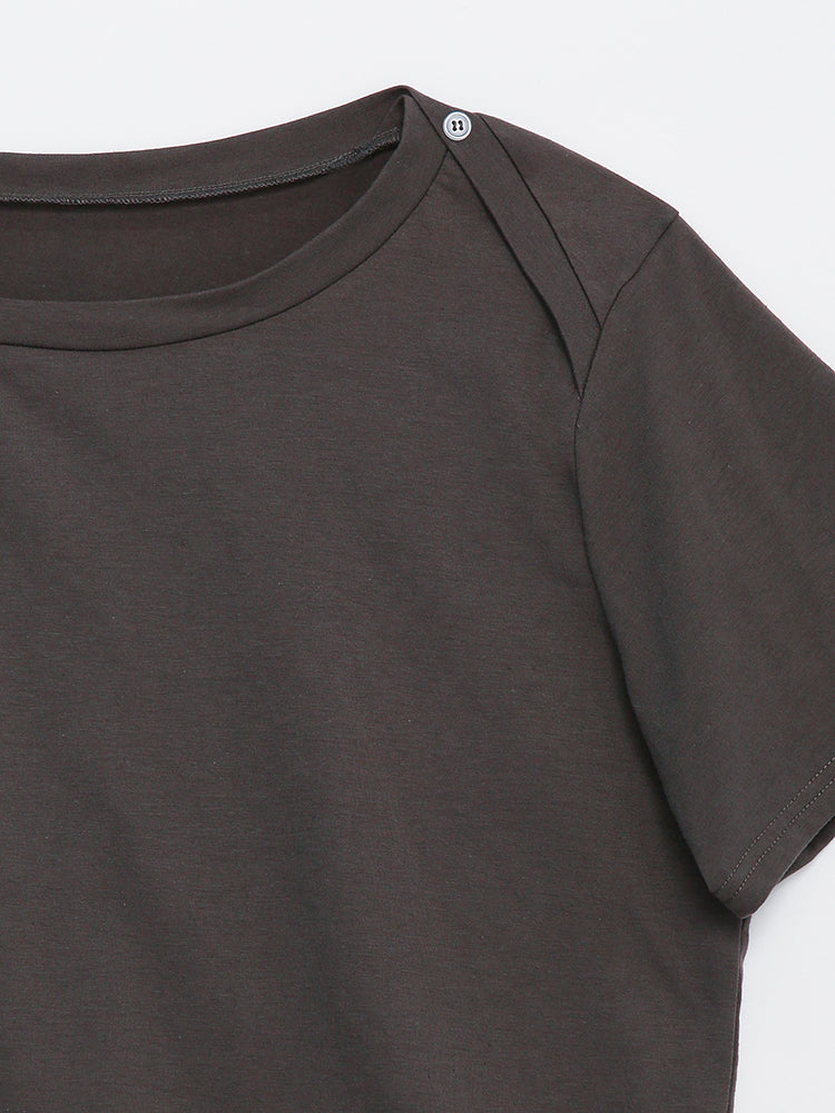 Button Shoulder Short Sleeve T-Shirt