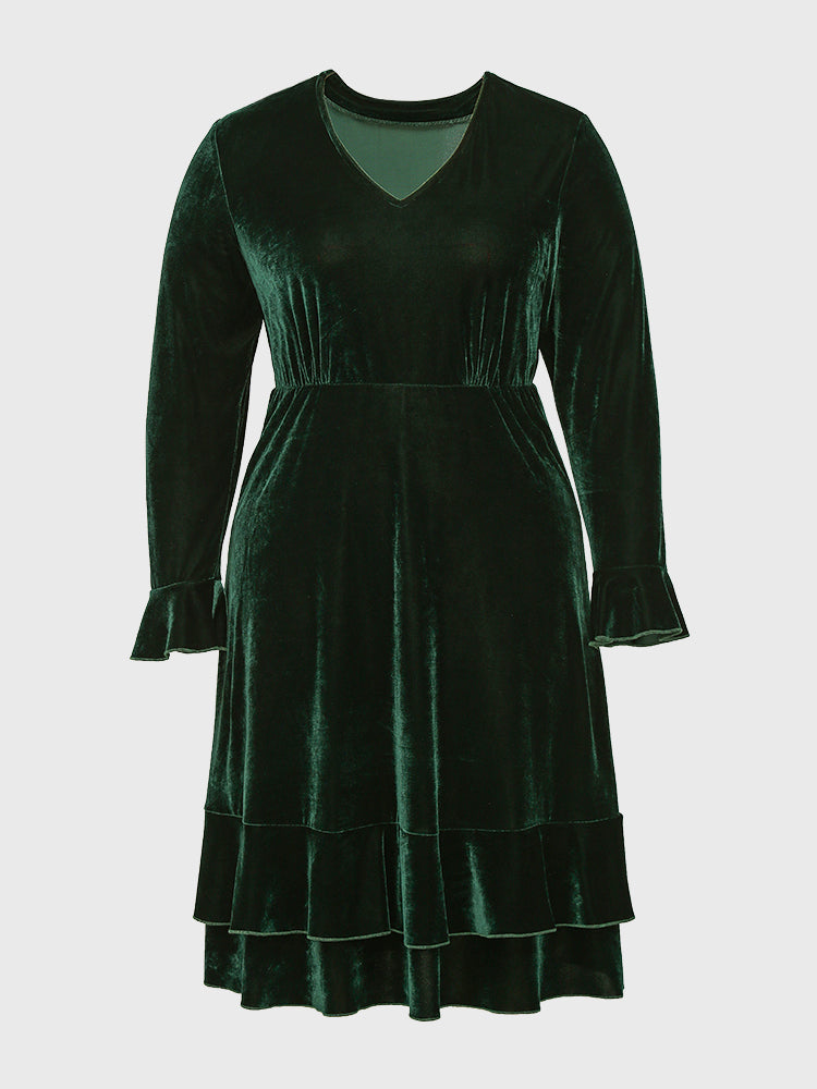 Ruffled Hem Solid Color Dress