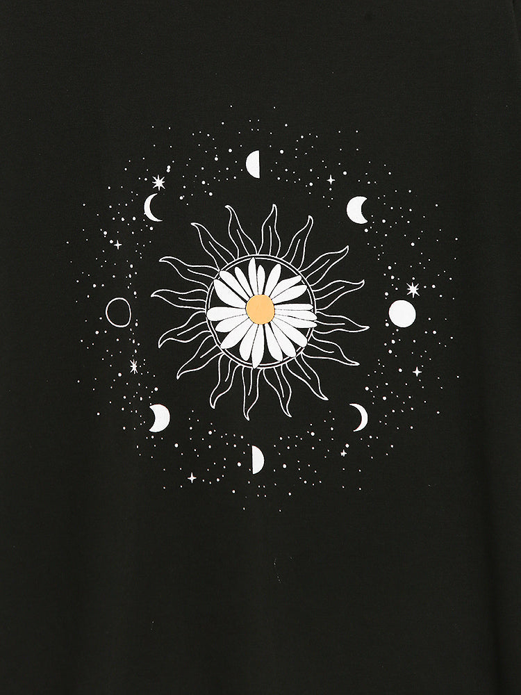 Floral Star Moon T-Shirt