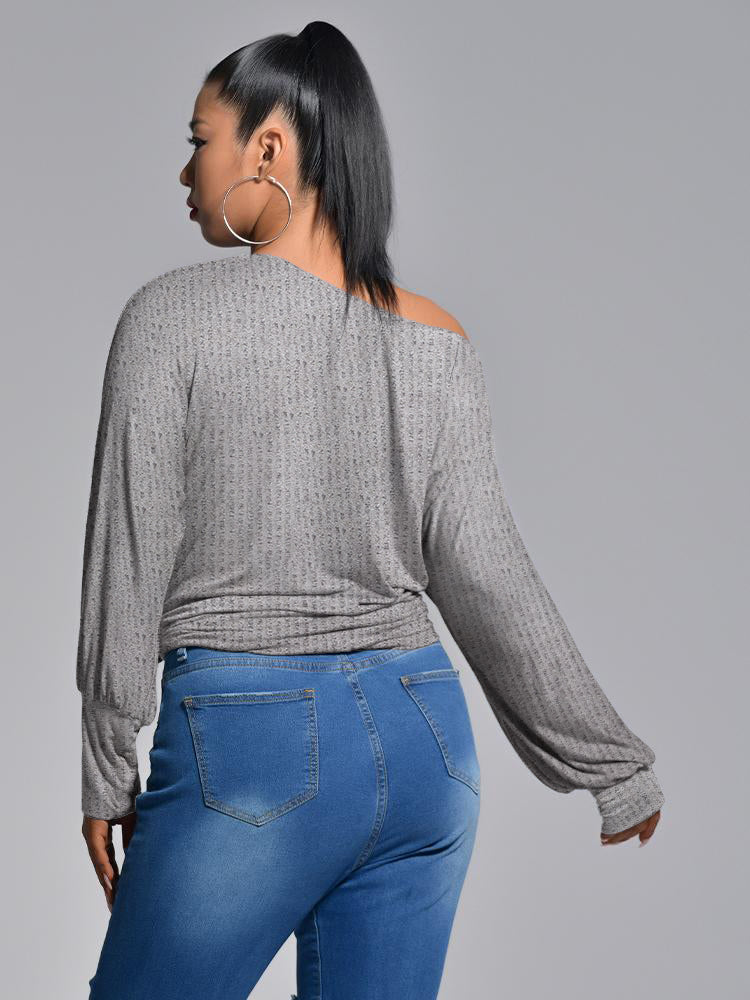 Solid One-shoulder Loose T-shirt