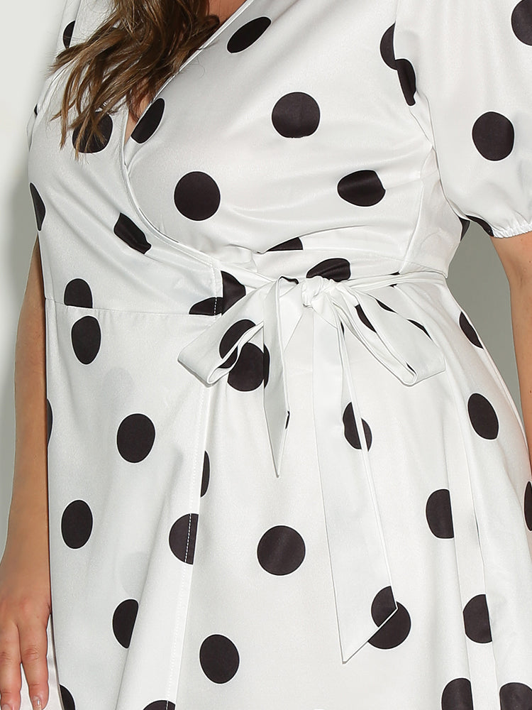 Polka Dot Waist Knot Dress