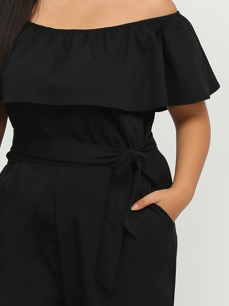 Ruffle Bowknot Waist Jumpsuit