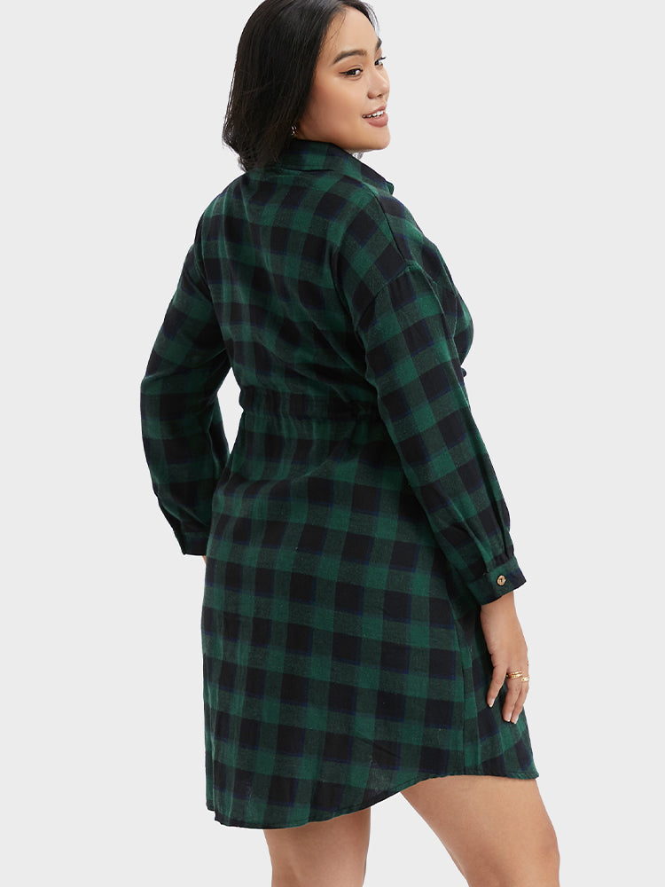 Plaid Button Shirt Dress