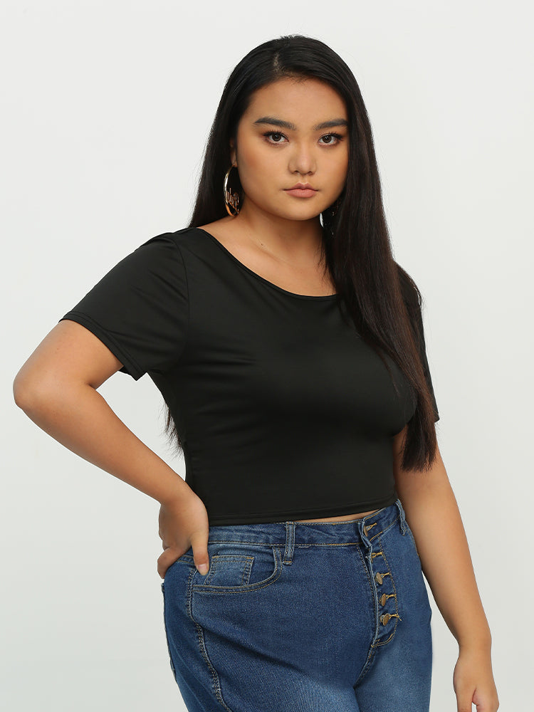 Back Ruched Round Neck T-Shirt