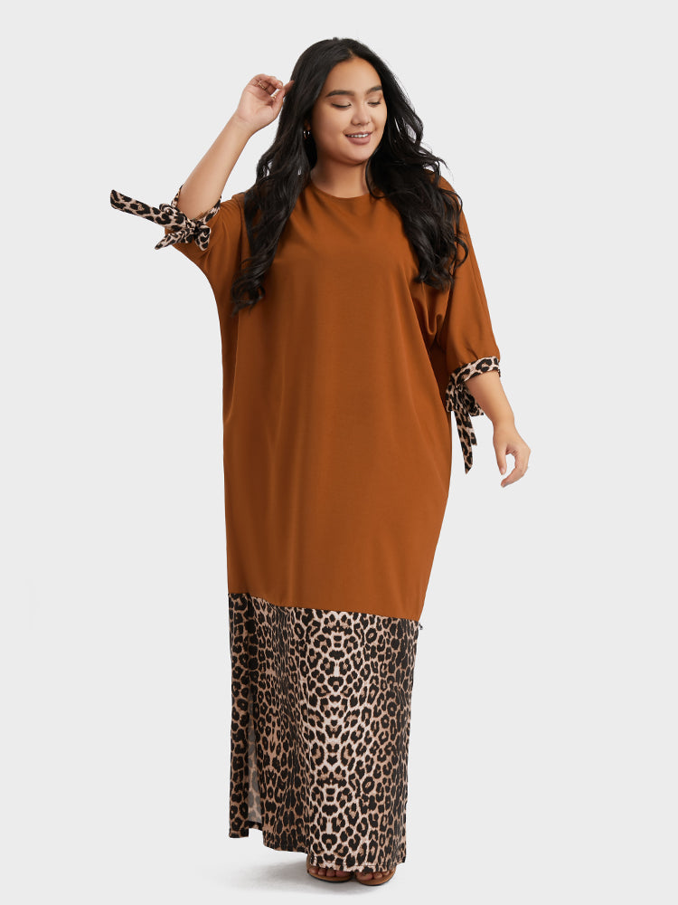 Leopard Contrast Loose Maxi Dress