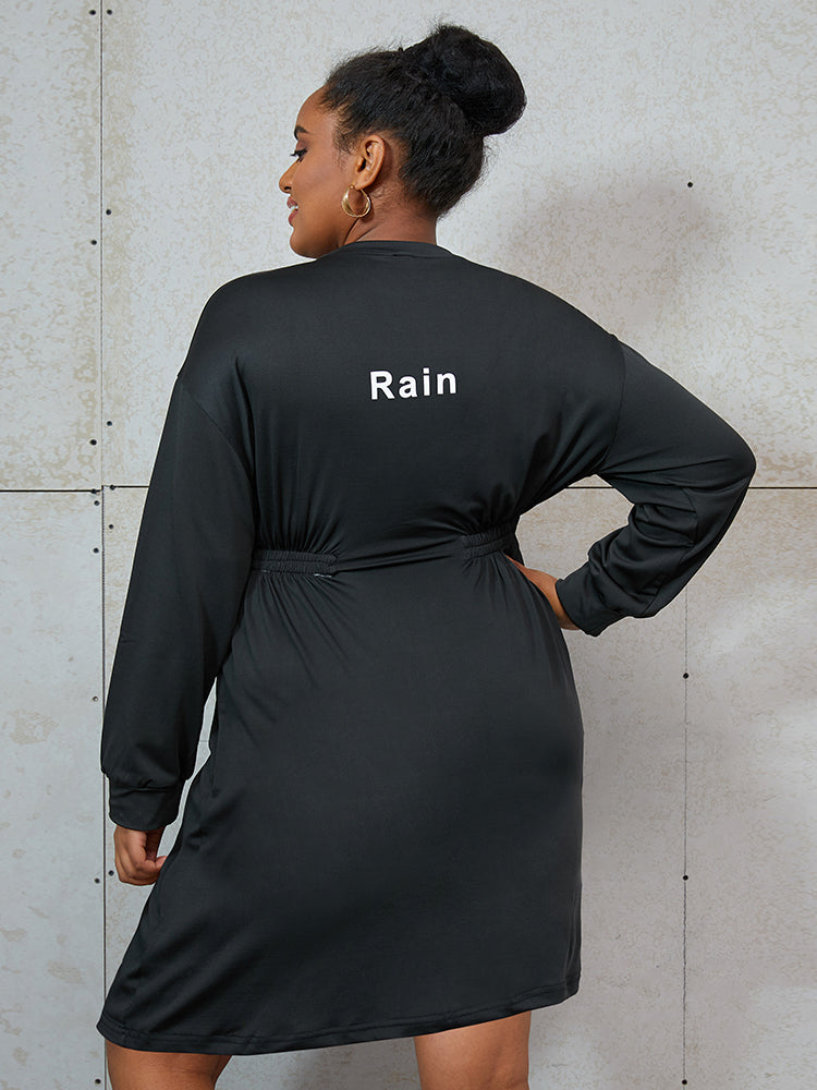 Letter Print Ruched Sweatshirt Dress