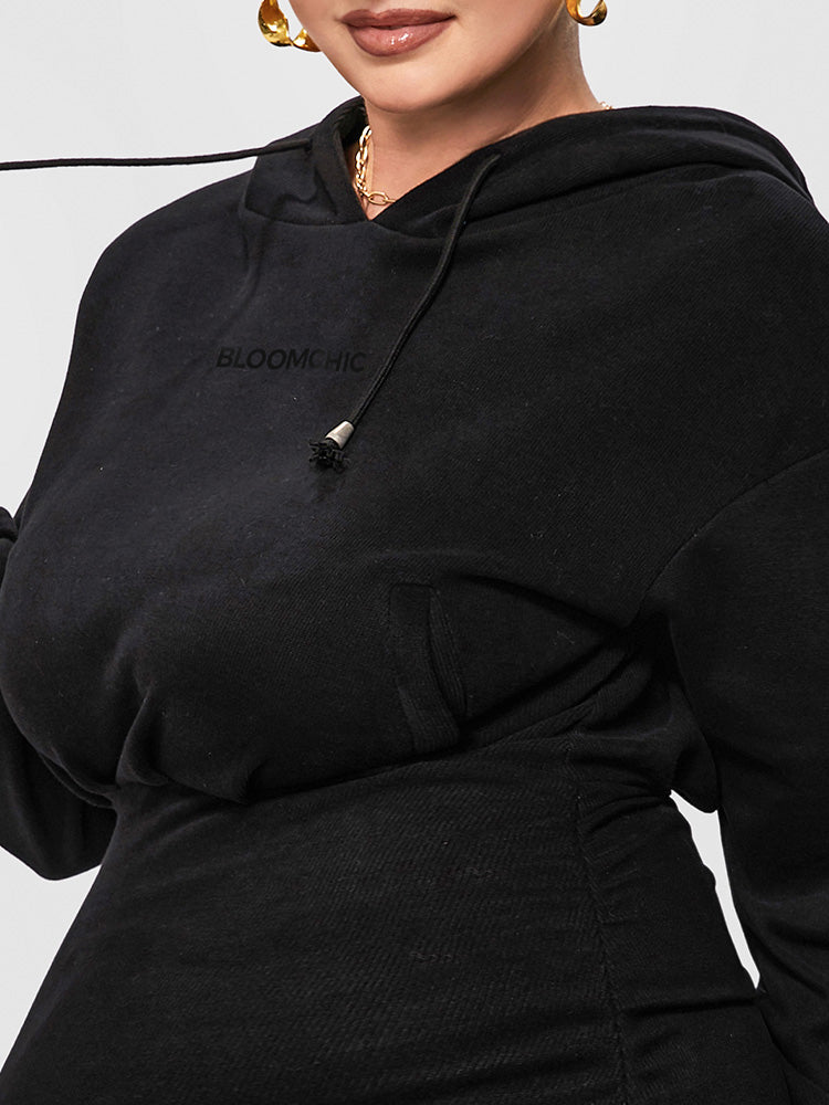 Hooded Drawstring Sweatshirt Dress