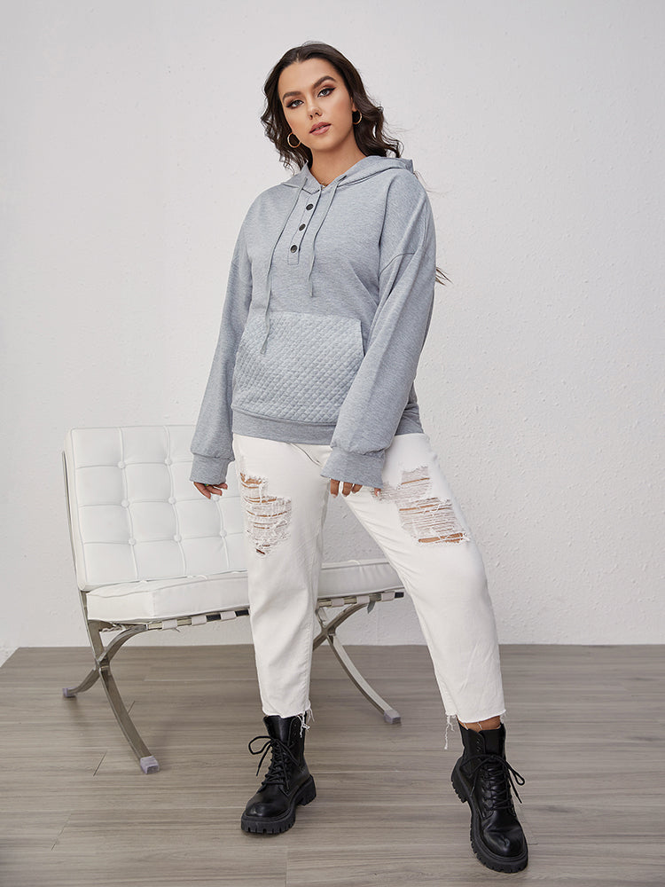 Button Pocket Hooded Sweater
