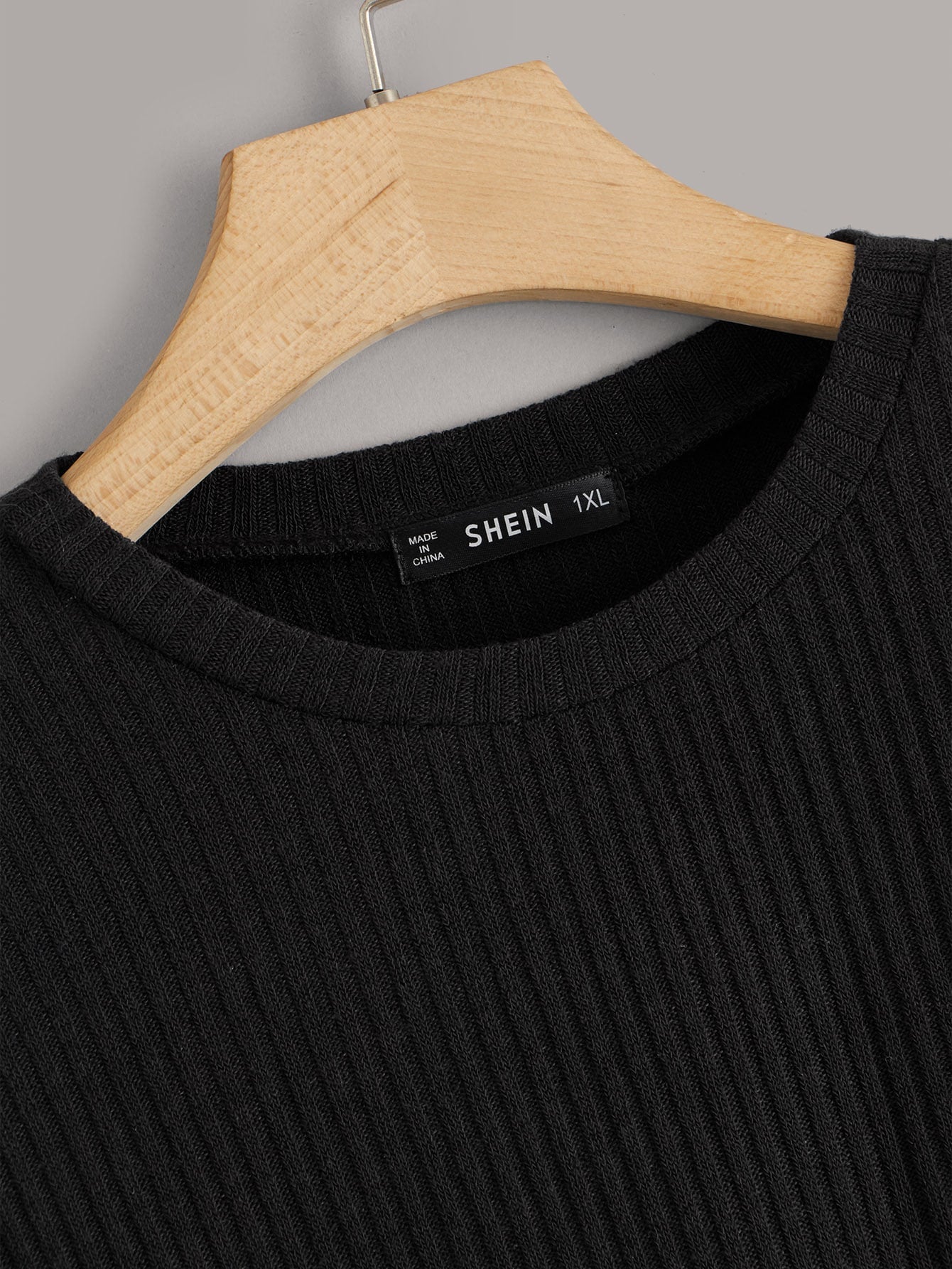 Two Tone Asymmetrical Hem Rib-knit Top