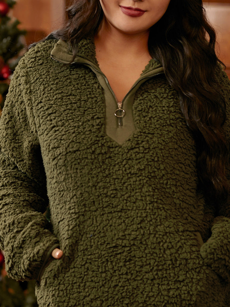 Christmas Pocket Half Zip Sweatshirt