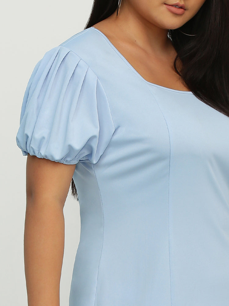 Puff Sleeve Square Neck Dress