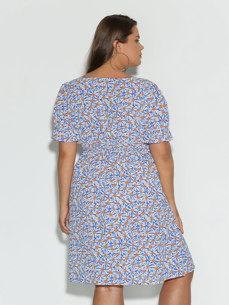 Ditsy Floral Square Neck Dress