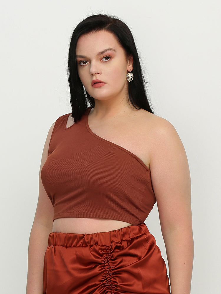 Cut Out One Shoulder Crop Top