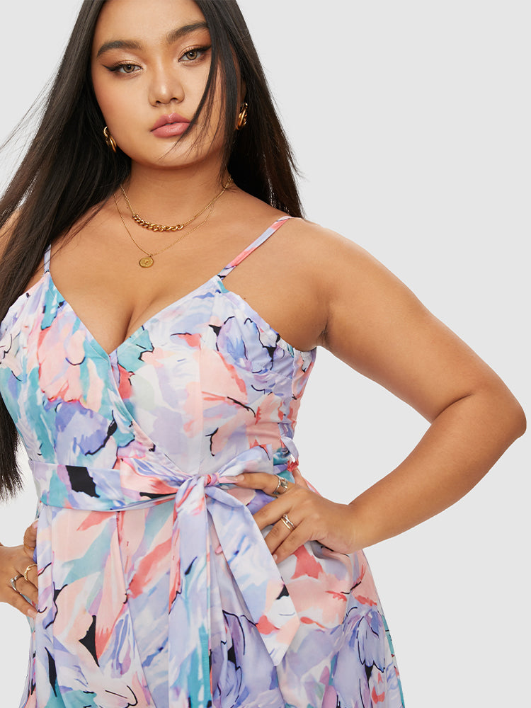 Color Block Knotted Split Hem Jumpsuit