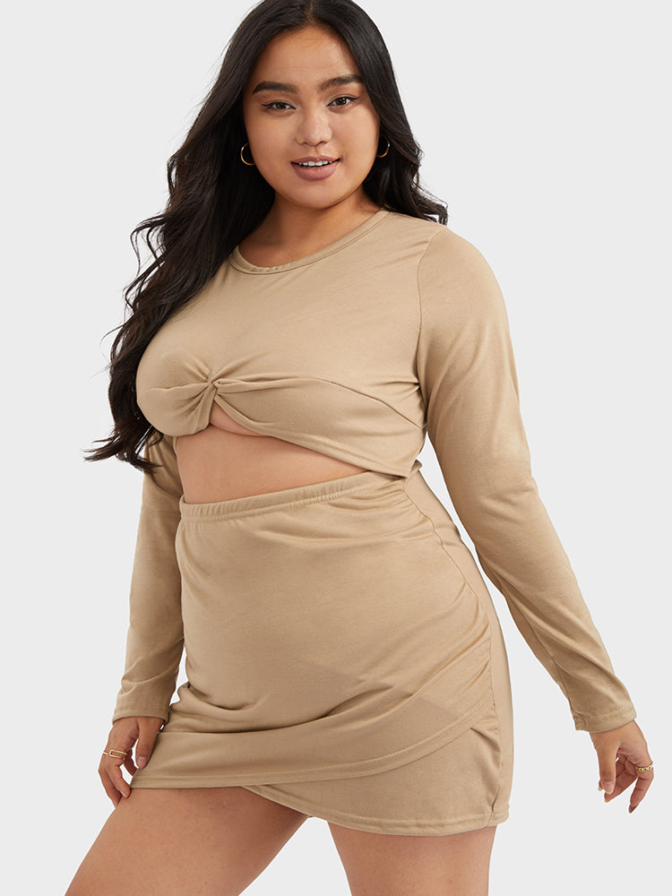 Cut-out Solid Color Bodycon Dress